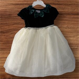 Blueberi Boulevard Velvet Green and White Dress